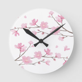 Cherry Blossom - Transparenter Hintergrund Runde Wanduhr