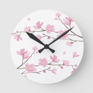 Cherry Blossom - Transparenter Hintergrund Runde Wanduhr