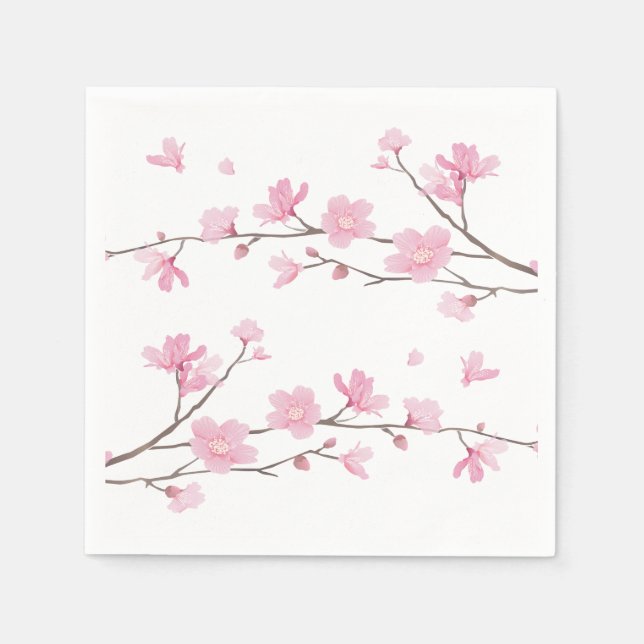 Cherry Blossom - Transparenter Hintergrund Serviette (Vorderseite)