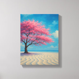 Cherry Blossom Tree am Sandstrand Leinwanddruck