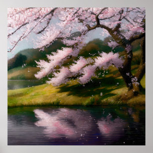Cherry Blossom Tree am See Poster