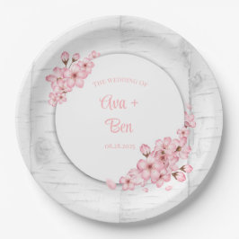 Cherry Blossom Tree Bark Wedding Pappteller