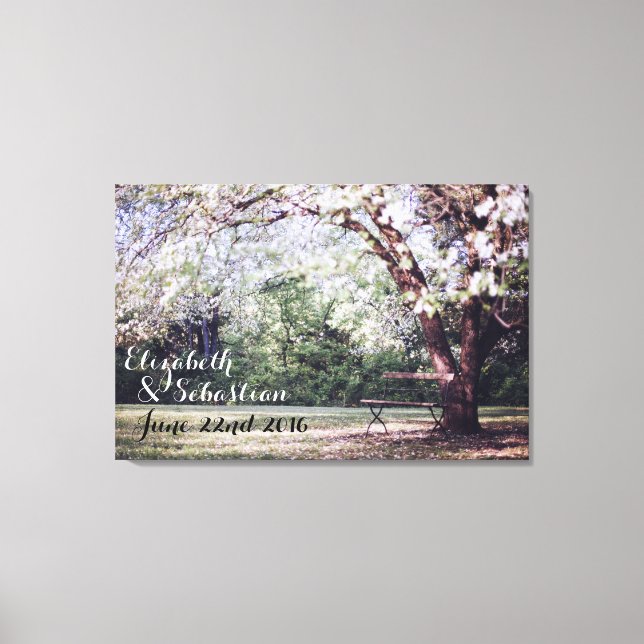 Cherry Blossom Tree Brie und Groom Personalisiert Leinwanddruck (Vorderseite)