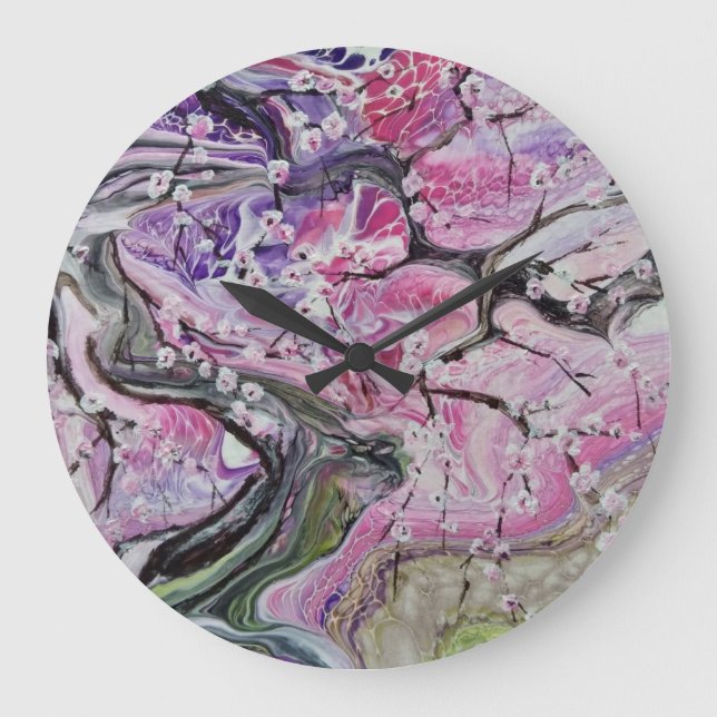 Cherry Blossom Tree Clock Große Wanduhr (Vorderseite)