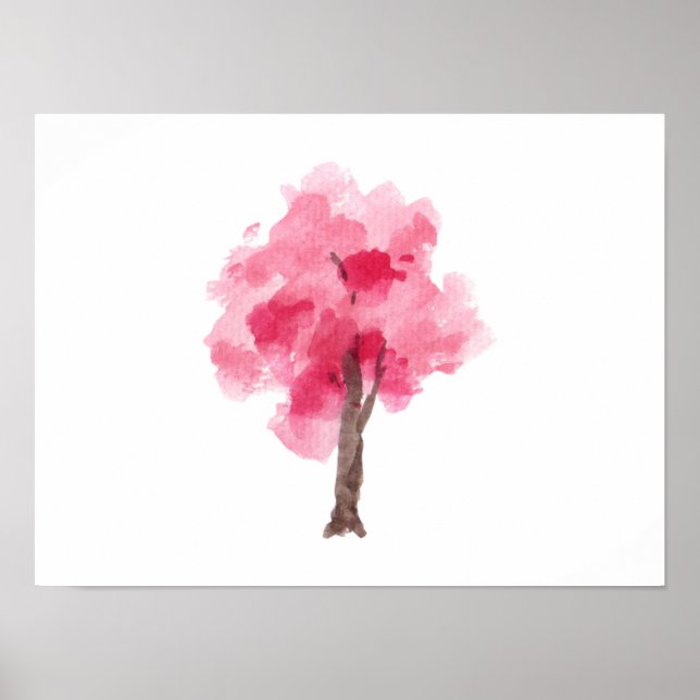 Cherry Blossom Tree Pink Wasserfarbe Poster (Vorne)