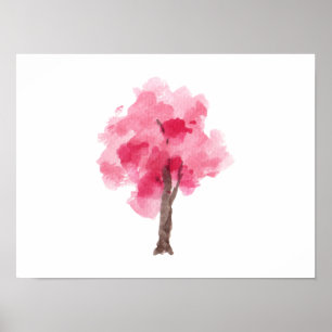 Cherry Blossom Tree Pink Wasserfarbe Poster