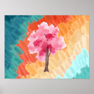 Cherry Blossom Tree Pink Wasserfarbe Poster