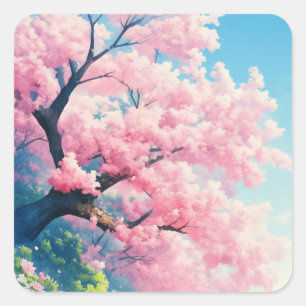 Cherry Blossom Tree Quadratischer Aufkleber