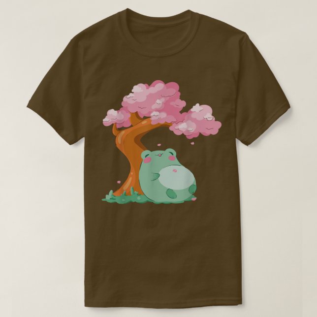 Cherry Blossom Tree Sakura Niedlich Frog Kawaii Ja T-Shirt (Design vorne)