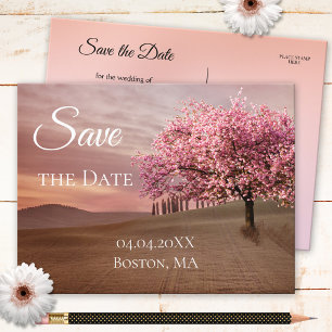 Cherry Blossom Tree Save the Date Postkarte