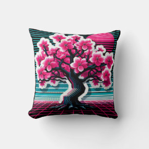 Cherry Blossom Tree Synthwave 803 Kissen