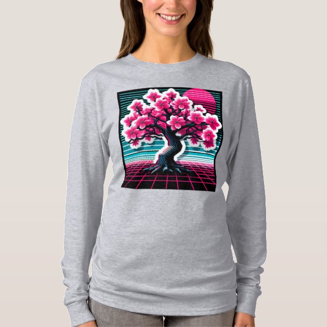 Cherry Blossom Tree Synthwave 803 T-Shirt (Vorderseite)