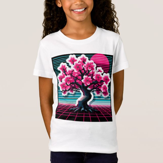 Cherry Blossom Tree Synthwave 803 T-Shirt (Vorderseite)
