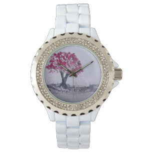 Cherry Blossom Tree Watercolor Originalkunst Armbanduhr