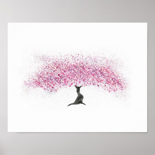 Cherry Blossom Tree Watercolor Poster (Vorne)