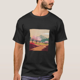 cherry blossom trees country side mountain minimal T-Shirt