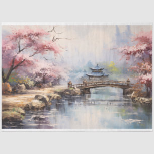 Cherry Blossom Trees Japanischer Garten Decoupage Seidenpapier