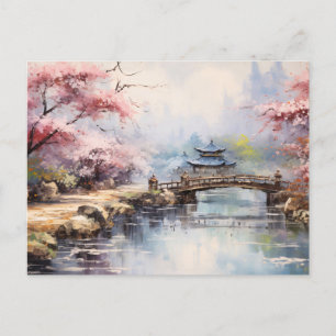 Cherry Blossom Trees Japanischer Garten Postkarte