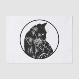 Cherry Blossom und Black Cat Floral Muster Seidenpapier