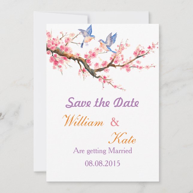 Cherry Blossom und Blauwild Save the Date (Vorderseite)