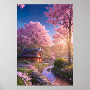 Cherry Blossom und farbenfrohe Natur Retreat Poster