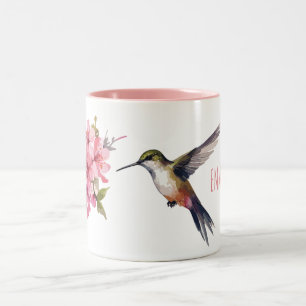 Cherry Blossom und Hummingbird Zwei-Tone-Kaffee-Ta Zweifarbige Tasse