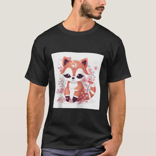 Cherry Blossom und Red Panda Print Wohngestaltung  T-Shirt (Vorderseite)