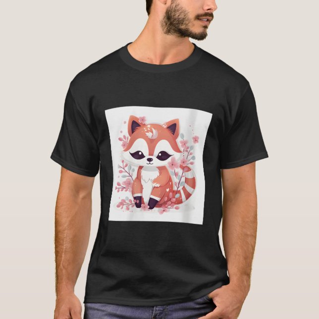 Cherry Blossom und Red Panda Print Wohngestaltung T-Shirt (Vorderseite)