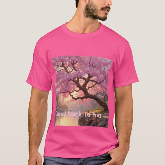 Cherry Blossom Viel Glück T-Shirt (Vorderseite)
