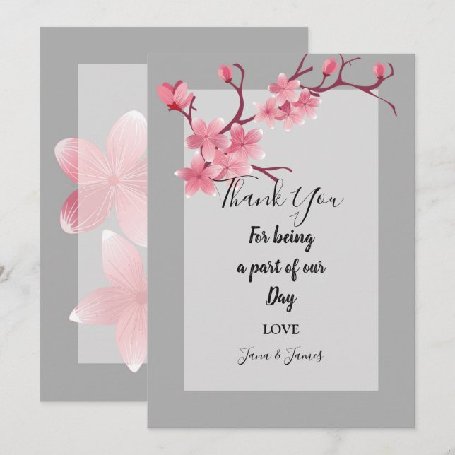 Cherry Blossom vielen Dank Einladung (Vorne/Hinten)