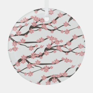 Cherry Blossom: Vintag weiß Nahtlos. Ornament Aus Glas
