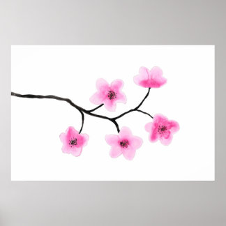 Cherry Blossom Wassercolor Poster