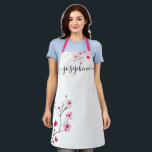 Cherry Blossom Wasserfarbe Blume Personalisiert Schürze<br><div class="desc">Personalisieren Sie diese süße Schürze mit ihrem Namen. Rosa und rote Kirschblüte, Aquarellfarben-Blume, originelles Gemälde von Lorena Depante. Diese Schürze besticht durch einen eleganten Schriftart mit einem angesagten Dekor am Ende. Pro Tipp: behalt die kleinen Quadrate vor und am Ende des Namens, um die langen Schwänze behalten. Lass mir Bescheid,...</div>
