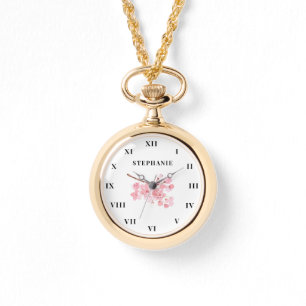 Cherry Blossom Wasserfarbe Floral Sakura Modern Armbanduhr