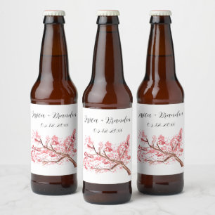 Cherry Blossom Wasserfarben Blume Blumenzehen Bierflaschenetikett