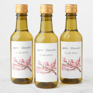 Cherry Blossom Wasserfarben Blume Blumenzehen Weinetikett