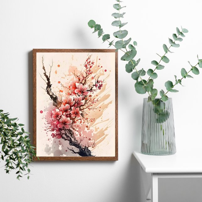Cherry Blossom Wasserfarben Blume Mauer Art Poster (Cherry Blossom Poster or Digital Download Instant Download Wall Art. Printed or Digital)