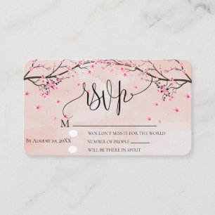 Cherry Blossom Watercolor Pink Floral Wedding RSVP Begleitkarte
