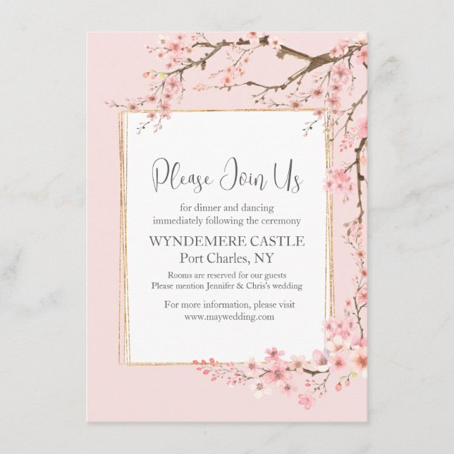Cherry Blossom Wedding Begleitkarte (Vorderseite)