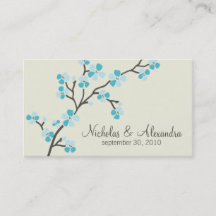 Cherry Blossom Wedding Business Card (aqua) Visitenkarte