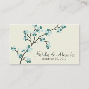 Cherry Blossom Wedding Business Card (aquamarin) Begleitkarte