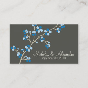 Cherry Blossom Wedding Business Card dunkel (blau) Visitenkarte