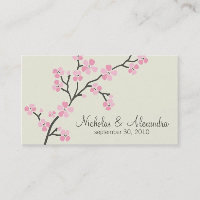 Cherry Blossom Wedding Business Card (pink) Visitenkarte (Vorderseite)