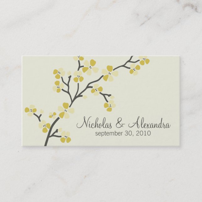 Cherry Blossom Wedding Business Card (Zitrus) Visitenkarte (Vorderseite)