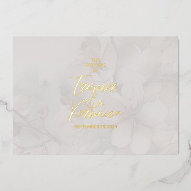 Cherry Blossom Wedding Folieneinladung (Vorderseite)