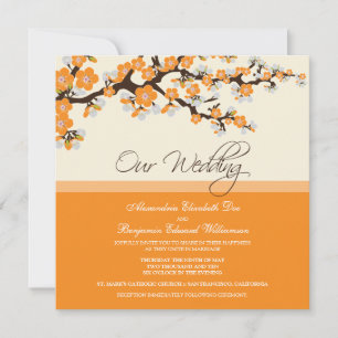 Cherry Blossom Wedding Invitation (Orange) Einladung