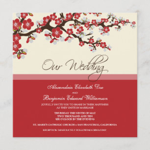 Cherry Blossom Wedding Invitation (rot) Einladung