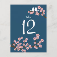 Cherry Blossom Wedding (Navy) Tischnummer