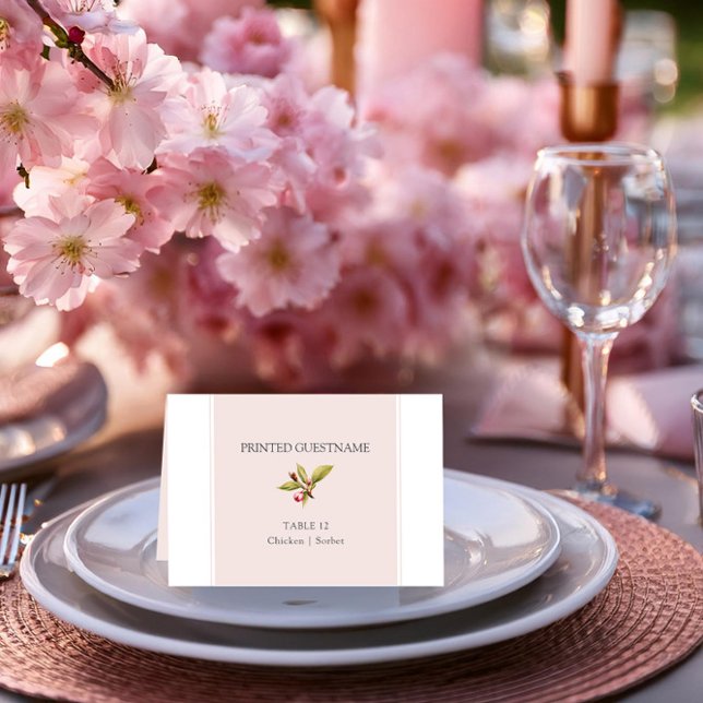 Cherry Blossom Wedding Reception Table Escort Card (Wedding Table Place Card with Guest Name from the Cherry Blossom Wedding Collection by Darling & May)