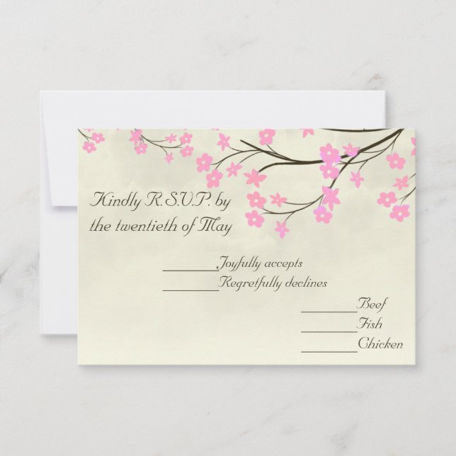 Cherry Blossom Wedding RSVP Card Karte (Vorderseite)